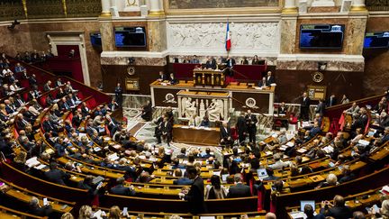 L'hémicycle de l'Assemblée nationale au Palais Bourbon, à Paris, le 24 octobre 2018. (MAGALI COHEN / HANS LUCAS)