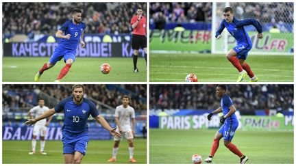 Giroud, Griezmann, Gignac et Martial, quatre des attaquants potentiels pour l'Euro 2016