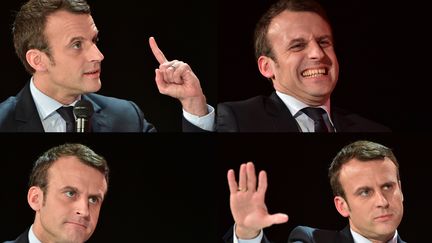 Emmanuel Macron en quatre photos, candidat à l'élection présidentielle, fondateur du mouvement En Marche !, à La Défense, vers Paris, le 31 janvier 2017. (CHRISTOPHE ARCHAMBAULT / AFP)