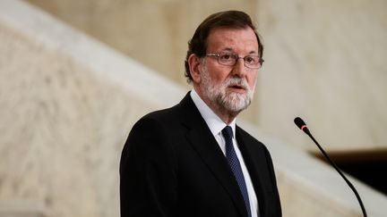 Le Premier ministre espagnol Mariano Rajoy, le 15 mai 2018 à Sofia (Bulgarie). (HRISTO RUSEV / NURPHOTO / AFP)