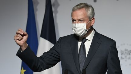 Le ministre de l'Economie et des Finances, Bruno Le Maire, lors d'une conférence de presse à Paris, le 28 septembre 2020. (BERTRAND GUAY / AFP)