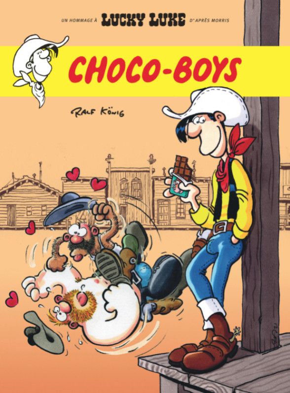 La couverture de "Choco-Boys", l'hommage au personnage de Morris par l'auteur et dessinateur de BD allemand&nbsp;Ralf König. (DARGAUD / LUCKY COMICS)