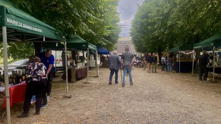 Au marché des producteurs de Bernes-sur-Oise (Val-d'Oise), le 2 juillet 2024. (LUCIE BEAUGE / FRANCEINFO)