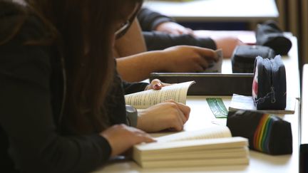 Des élèves lisent en classe, à Thionville (Moselle), en 2019. Photo d'illustration. (PIERRE HECKLER / MAXPPP)