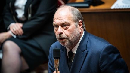 Le garde des Sceaux, Eric Dupond-Moretti, à Paris, le 9 mai 2023. (XOSE BOUZAS / AFP)