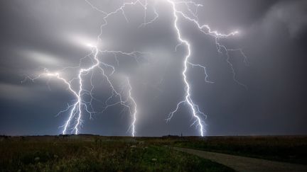 La vague orageuse ne devrait s'att&eacute;nuer&nbsp;que lentement dans la nuit de samedi &agrave; dimanche en se d&eacute;calant vers les fronti&egrave;res belge et allemande. (XAVIER DELORME / BIOSPHOTO / AFP)