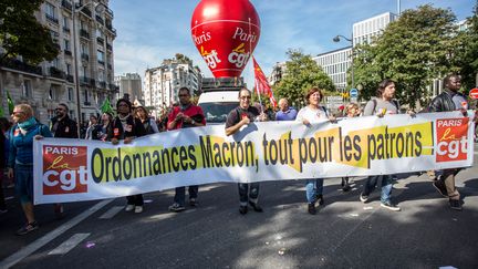 Des manifestants contre la réforme du Code du travail à Paris, le 21 septembre 2017. (CITIZENSIDE/SADAK SOUICI / CITIZENSIDE)