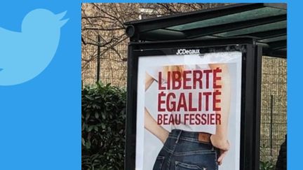 En Loire-Atlantique, dans la ville de Rezé, des affiches publicitaires pour une marque de jeans ont été retirées.&nbsp;Elles&nbsp;avaient enflammé les réseaux sociaux.&nbsp; (FRANCE 2)