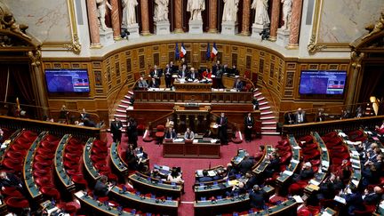 À partir du jeudi 2 mars, les sénateurs examinent le projet de réforme des retraites dans l'hémicycle. Photo d'illustration. (LUDOVIC MARIN / AFP)