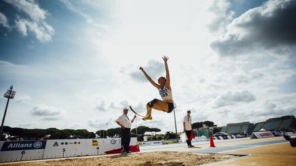 Marie-Amélie Le Fur en saut en longueur lors des championnats d'Europe,&nbsp;à Grosseto (Italie), le 11 juin 2016. (MAURO UJETTO / NURPHOTO / AFP)