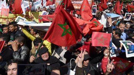 Des milliers de Marocains manifestent contre le Secrétaire général de l'ONU, le 13 mars 2016 à Rabat, au lendemain de la visite de Ban Ki-moon dans les camps de réfugiés sahraouis en Algérie. (Photo AFP/Fadel Senna)