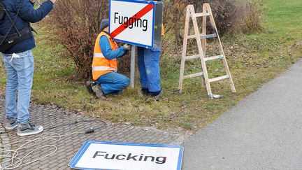 Le village de Fucking rebaptisé Fugging en Autriche, le 2 décembre 2020. (MANFRED FESL / APA)