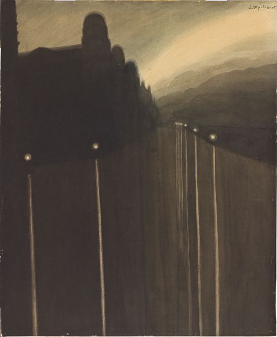 L&eacute;on Spilliaert,&nbsp;"Digue la nuit. Reflets de lumi&egrave;re", 1908. Crayon de couleur et lavis d&rsquo;encre de Chine, 47,8 x 39,5 cm. Paris, mus&eacute;e d&rsquo;Orsay, conserv&eacute; au mus&eacute;e du Louvre. (MUSÉE D’ORSAY, DIST. RMN / PATRICE SCHMIDT / ADAGP, PARIS 2013)