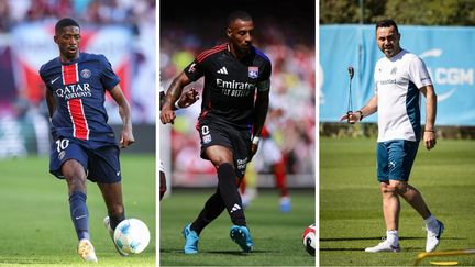 Ousmane Dembélé (PSG), Corentin Tolisso (OL) and Roberto De Zerbi (OM). (AFP)