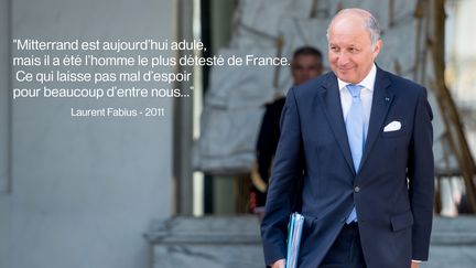 Premier ministre de Fran&ccedil;ois Mitterrand, Laurent Fabius ironise sur sa faible popularit&eacute; personnelle. (  MAXPPP)