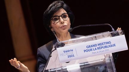 L'ancienne ministre de la Justice Rachida Dati, le 24 juin 2021 à Paris. (GEORGES GONON-GUILLERMAS / HANS LUCAS / AFP)