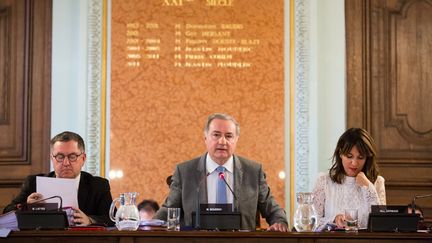 Jean-Luc Moudenc, maire sortant (LR) de Toulouse, lors d'une séance au conseil municipal, le 31 janvier 2020.&nbsp; (FR?D?RIC SCHEIBER / HANS LUCAS)