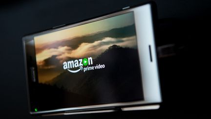 Le logo d'Amazon Prime Video&nbsp;à la diffusion. (JOSEP LAGO / AFP)