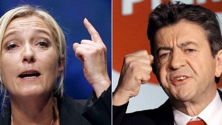 Marine Le Pen et Jean-Luc Mélenchon se disputent la troisième place de la présidentielle 2012. (AFP - PIERRE VERDY VALERY HACHE)