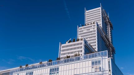 &nbsp;La facade du nouveau palais de justice de Paris sur le site de la porte de Clichy, au nord du nouveau quartier Batignolles. (CHRISTOPHE PETIT TESSON / MAXPPP)