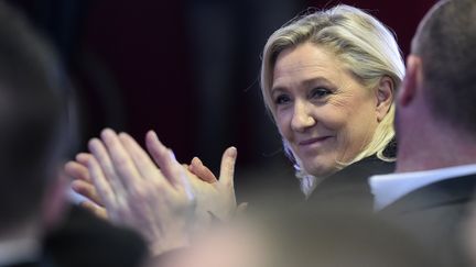 Marine Le Pen, présidente du Rassemblement national, le 29 février 2020 à Lens (Pas-de-Calais). (FRANCOIS LO PRESTI / AFP)