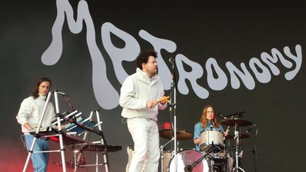 Le groupe anglais Metronomy, emmené par Joe Mount, sur scène au festival All Points East à Londres le 26 mai 2019. (KEITH MAYHEW/LANDMARK MEDIA/NEWSCOM/SIPA / NEWSCOM)