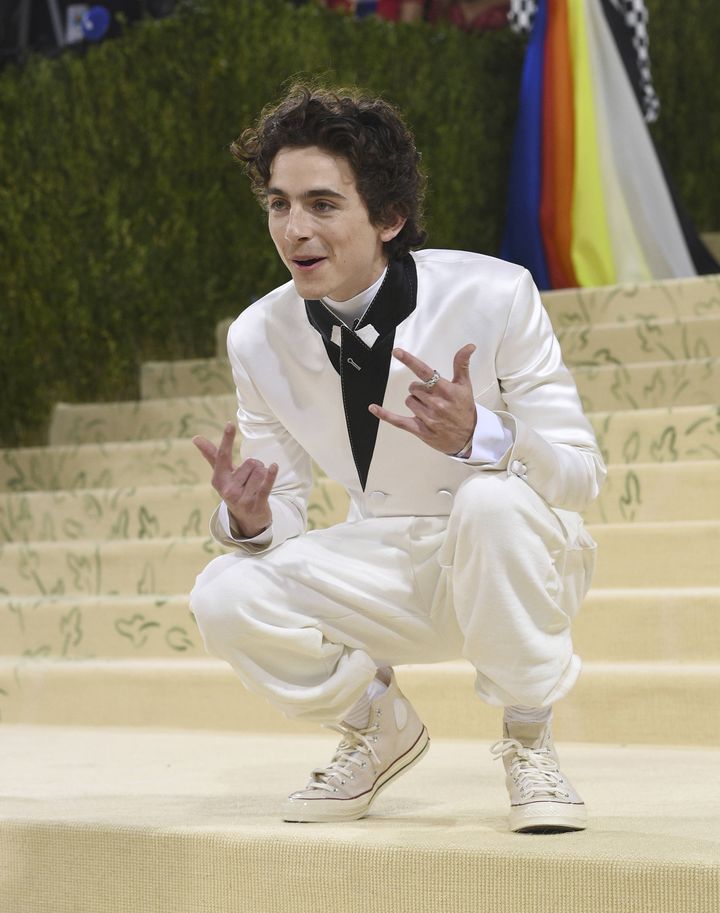 L'acteur Timothée Chalamet au gala du Met, lundi 13 septembre 2021 à New York (Etats-Unis). (EVAN AGOSTINI/AP/SIPA / SIPA)