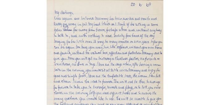 Une lettre manuscrite de Nelson Mandela écrite en prison en 1972.
 (Centre Nelson Mandela)