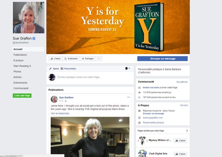 Sue Grafton : front Facebook
 (Facebook)