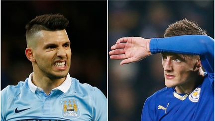 Kun Agüero (Manchester City) face à Jamie Vardy (Leicester).