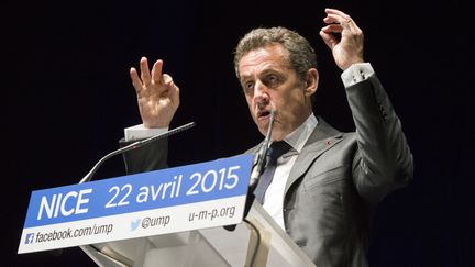 Le pr&eacute;sident de l'UMP, Nicolas Sarkozy, le 22 avril 2015 &agrave; Nice (Alpes-Maritimes). (CITIZENSIDE / ERICK GARIN / AFP)