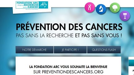 Capture d'&eacute;cran du site preventiondescancers.org lanc&eacute; par l'ARC. (ARC)