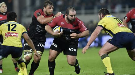 Le pilier géorgien du RC Toulon, Levan Chilachava, lors d'un match contre Clermont-Ferrand le 8 janvier 2017. Il joue maintenant au Castres Olympique. (THIERRY ZOCCOLAN / AFP)