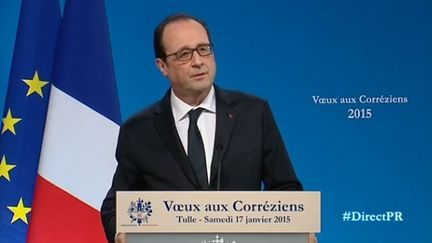 &nbsp; (François Hollande présentait ses vœux aux territoires depuis son fief de Tulle, en Corrèze © Capture d'écran/Elysée)