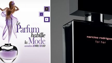 L&#039;affiche de l&#039;exposition «Le Parfum habille la Mode» + parfum Narciso Rodriguez
 (Musées de Grasse)