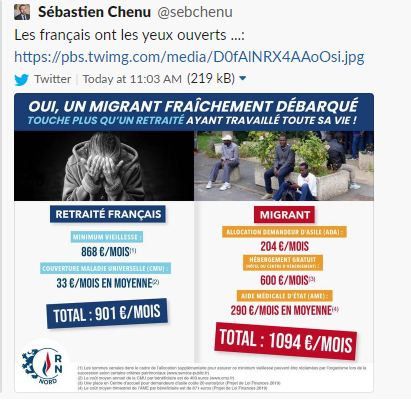 L'u des tracts diffusés sur Twitter par Sébastien Chenu, jeudi 28 février. (RASSEMBLEMENT NATIONAL DU NORD)