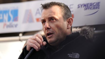 Le président du syndicat Alliance Police nationale, Fabien Vanhemelryck, le 18 janvier 2024 à Paris. (DIMITAR DILKOFF / AFP)