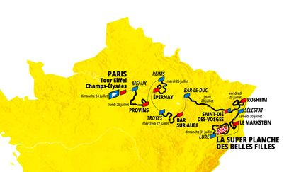 Le tracé du Tour de France Femmes 2022 dévoilé à Paris le jeudi 14 octobre 2021. (ASO)