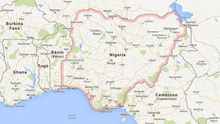 Capture d'&eacute;cran de Google Maps pointant le Nigeria, o&ugrave; l'attaque d'un village dans le nord-est du pays, survenue lundi, a fait 35 morts et 14 bless&eacute;s. (GOOGLE MAPS / FRANCETV INFO )