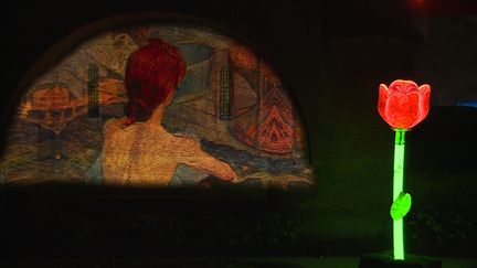 "La toilette" de Toulouse-Lautrec apparaît sous un nouveau jour projetée&nbsp;lors de la balade lumineuse du Palais de la Berbie. (France 3 Occitanie)