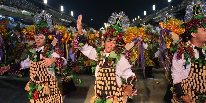 L'école de samba de Beija-Flor au sambodrome de Rio, dans la nuit du 2 au 3 mars 2014
 (Christophe Simon / AFP)