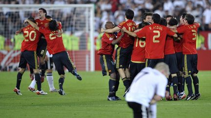 Le 29 juin 2008, l'Espagne triomphe en finale de l'Euro, battant l'Allemagne 1-0. (FRANCK FIFE / AFP)