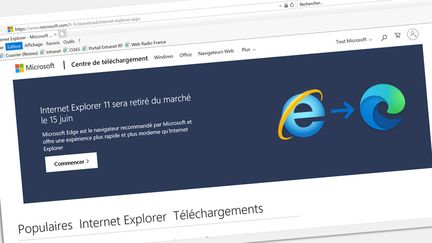 Capture d'écran du site de Microsoft annonçant l'arrêt d'Internet Explorer, affiché sur ce même navigateur, le 19 mai 2022.&nbsp; (CAPTURE D'ECRAN INTERNET EXPLORER)