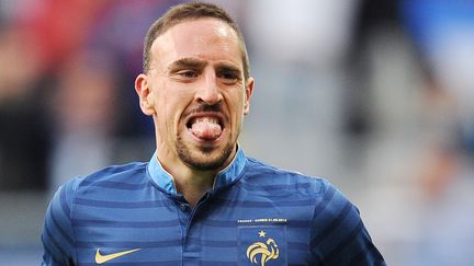 La joie de Franck Rib&eacute;ry, qui a encore marqu&eacute; contre la Serbie, le 31 mai 2012. (FRANCK FIFE / AFP)