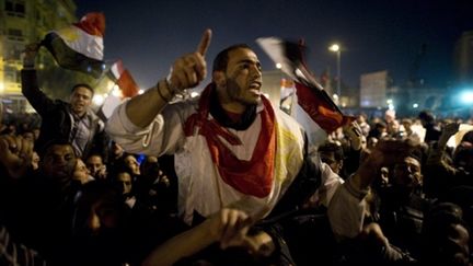 La joie des Egyptiens sur la place Tahrir le 12 février 2011, au lendemauin du départ d'Hosni Moubarak (AFP - PEDRO UGARTE)