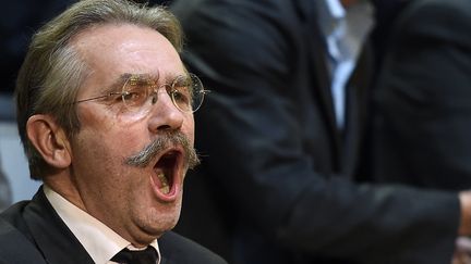 Le pr&eacute;sident de la Ligue de football professionnel, Fr&eacute;d&eacute;ric Thiriez, lors de la c&eacute;r&eacute;monie des troph&eacute;es de l'UNFP, &agrave; Paris, le 11 mai 2014, &agrave; Paris.&nbsp; (FRANCK FIFE / AFP)