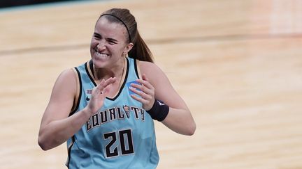 Sabrina Ionescu (New York Liberty), lors de la rencontre face au Fever de l'Indiana, le 14 mai 2021. (SARAH STIER / GETTY IMAGES NORTH AMERICA)