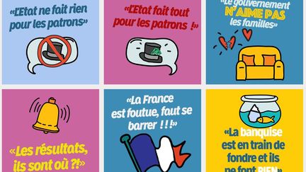 Capture d'&eacute;cran du site du gouvernement, qui a mis en ligne un bingo pour d&eacute;fendre son action pendant les repas de famille durant les f&ecirc;tes de fin d'ann&eacute;e. (GOUVERNEMENT.FR)