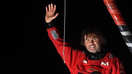 Yannick Bestaven, le vainqueur du Vendée Globe à son arrivée aux Sables-d'Olonne. (JEAN-FRANCOIS MONIER)