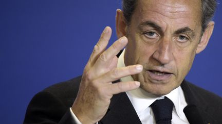 Nicolas Sarkozy donne un discours au si&egrave;ge de l'UMP, &agrave; Paris,&nbsp;le 17 janvier 2015. (LIONEL BONAVENTURE / AFP)